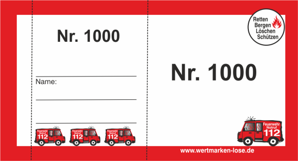 1000 Doppelnummern "Feuerwehr neutral"